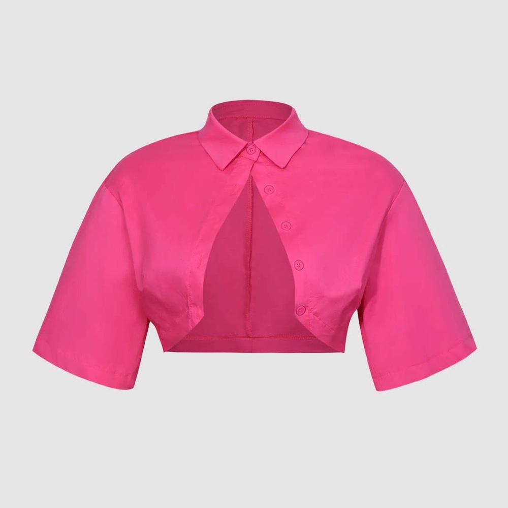 Button Down Cropped Shirt